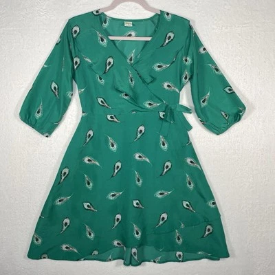 Vestido Crazy 8 Niñas Talla 16 Plumas Verdes Manga Larga Artístico Verano Foto 1 de 4