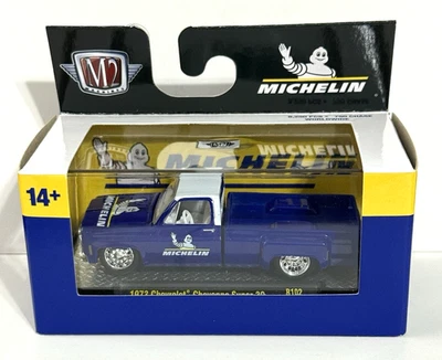 M2 Machines Michelin 1973 CHEVROLET CHEYENNE SUPER 30 ~ Blue & White R102 ~ NIP - Image 1 of 3
