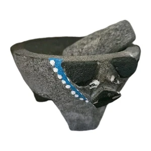 Molcajete Authentic Handmade - Pig Head Blue Collar Mexican/Salsa Mortar - Picture 1 of 9