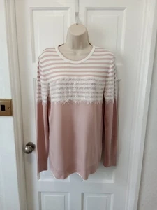 Next Beige & Ivory Lace Trim Jumper Size Uk 14 - Picture 1 of 6