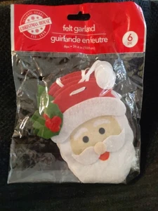 New Christmas Felt Garland With Satin Ribbon 39.4" Santa Hat Mistletoe Beard - Picture 1 of 4