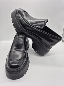 Michael Kors Women's Shoes Size 9.5 Shiloh Leather Loafer Black Chunky Sole (C1) - Picture 1 of 10