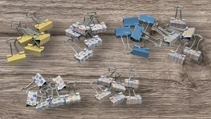 Set Of 32 Mini & Ultra Mini Decorative Binders Colorful Stainless Steel Clips - Picture 1 of 11