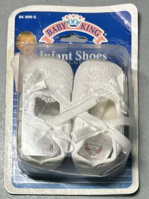 Zapatos Infantiles Regent Baby King 1994 De Colección Talla 1 Blanco Encaje Nuevos en Paquete No Tóxicos Foto 1 de 4