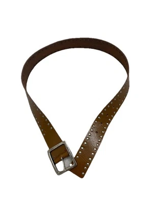 Calvin Klein Studded Genuine Leather Belt Square Buckle Bohemian Size S Brown - Image 1 of 4