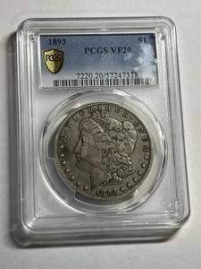 1893 Morgan Silver Dollar PCGS VF20 Nice Original Key Date - Picture 1 of 4