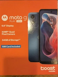 Boost Mobile Prepaid Moto G Play 2024 Smartphone , 64GB Blue - Brand New - Picture 1 of 1