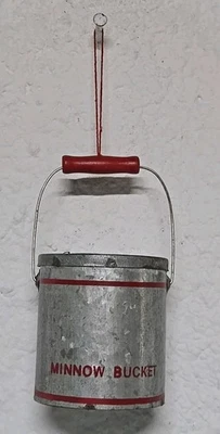 Minnow Cubo Miniatura Metal Galvanizado Decoración Pescador Adorno de Navidad Foto 1 de 4