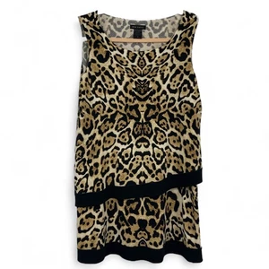 EVA VARRO Leopard Print Tunic Top Tank Layers Pin Up Retro Stretch Womens S - Picture 1 of 11
