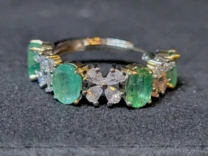 Natural Emerald 925 Sterling Silver Free Size Adjustable Ring Jewelry 1037 - Picture 1 of 7