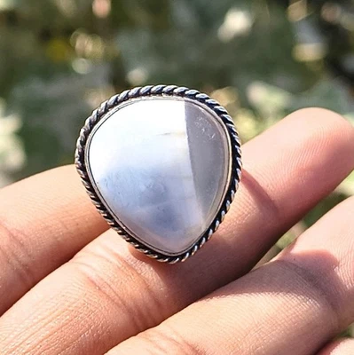 Привлекательный синий опал драгоценных камней кольцо 925 пробы покрытием ювелирных изделий нам размер 7" - Изображение 1 из 4