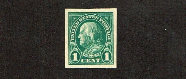 1923-5 U.S. REGULAR ISSUE 1 c  IMPERF Green FRANKLIN Sc#575 M/NH/OG A GEM! - Image 1 of 1