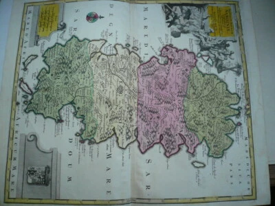 Insula et regnum Sardiniae, Seutter, anno 1730, scarce map Sardinia, ORIGINAL - Image 1 of 4