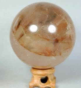 1.28lb Natural RED FIRE QUARTZ Hematoid Crystal Sphere Ball Palm Stone Healing - Picture 1 of 11
