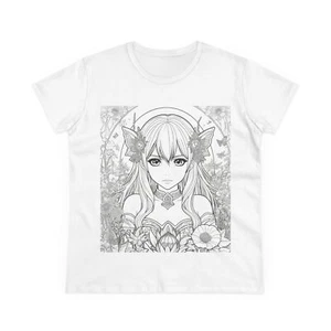 Copy of Anime Fairy Tshirt, Women's Tee, Sketch Art Graphic Shirt, Cotton - Picture 1 of 5