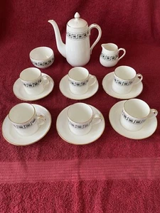 Crown Staffordshire Black & White Set of 16 Fine Bone China Coffee Set England - Picture 1 of 16