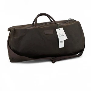Barbour Wax Holdall Duffle Bag Waxed Cotton Leather Trim Carry On Travel Olive - Picture 1 of 9