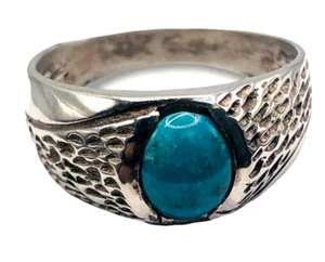 925 Sterling Silver Persian Blue Turquoise Oval Handmade Ring SZ 9.5 LA2068 - Picture 1 of 15