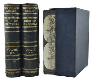 100 KEYSTONE Stereo View 397-908 Assorted 3D Cards w/Vol. 1-2 Library Box 1900s - Picture 1 of 5