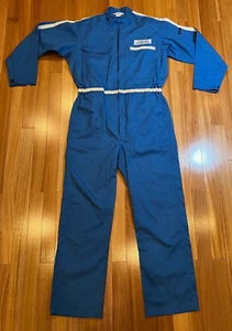 Japanese Vintage Honda Express White Blue Mechanic Coveralls Tsunagi Suit size L - Picture 1 of 9