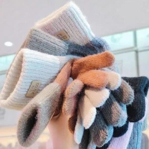Women Ladies Adults Winter Thick Plush Knitted Gloves Extra Warm Stretch Gloves - Picture 1 of 19