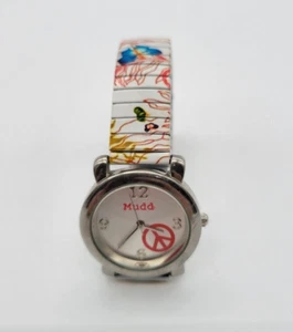 Orologio Mudd Peace Quadrante Quadrante Tondo Argento Cassa Cinturino Elasticizzato Colorato 6,5 In - Foto 1 di 4