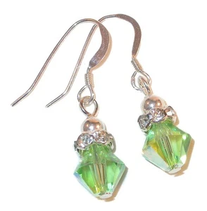 Pendientes de piedra de nacimiento de cristal PERIDOTO AGOSTO de plata de ley elementos de Swarovski - Imagen 1 de 5