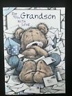 Grandson Birthday Card, Cute Bear Design,  Foiled, Embossed, Large 25 X 18 Cm