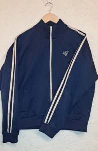 Chaqueta Abercrombie & Fitch Para Hombre L De Colección Azul y Blanco Gruesa Pista Cremallera Completa - Imagen 1 de 10