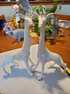 Weiße Giraffe 2er Set MCM Kunst Figur Keramik - Bild 1 von 13