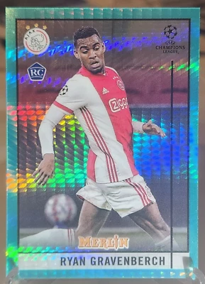 Ryan Gravenberch 2020-21 Merlin Chrome UCL Aqua Refractor Rookie RC #57 - Image 1 of 2