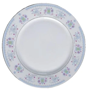 3 dinner plates SANGO Serenade 8225 china blue green hot pink silver  FLOWERS - Picture 1 of 6