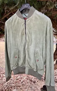 La Matta Men's Vintage Italian Butter Soft Suede Green Bomber Jacket Size 52 - Picture 1 of 13