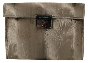 DOLCE & GABBANA Bag Document Briefcase Beige Velvet Floral Leather Men RRP $1400