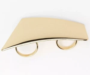 Hingucker! Designer-Zweifinger-Statement-Ring mit Plättchen, Gold, Einheitsgröße - Bild 1 von 3