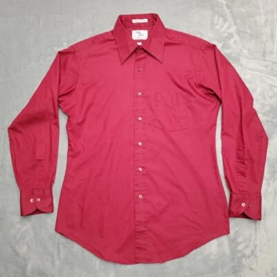 Vintage JCPenny Shirt Men 16.5 Maroon Tapered Button Long Sleeve Single Needle - Image 1 of 4