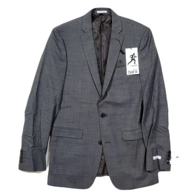 Bar III Slim-Fit Suit Jacket Mens 38L 38 Sharkskin Gray Windowpane Active $425 - Image 1 of 4