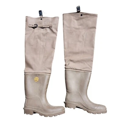 Vintage Seaway Men's Size 10 Hip Waders Brown Fly Fishing Duck Gear Taiwan PVC - Image 1 of 4