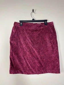 LL Bean Velvet Favorite Fit Skirt Floral Paisley Print Women's 12 Business Fall - Picture 1 of 6