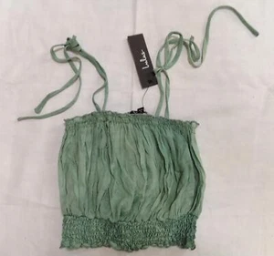 Nueva con etiquetas Top sin mangas recortada ahumada Lulu's Enjoy the Sunshine verde tie-dye XS - Imagen 1 de 3