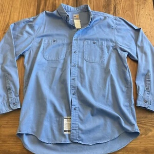 Carhartt FR Mens XL Blue Button Up Flame Resistant Work Shirt EUC Free Shipping - Bild 1 von 6