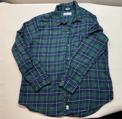 Camisa de franela a cuadros verde azul Hollister L para mujer ajuste de novio con botones Foto 1 de 3