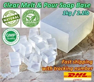 Premium Organic Clear Glycerin Melt & Pour Soap Base DIY Soap Making 1kg/2.2lb - Picture 1 of 12