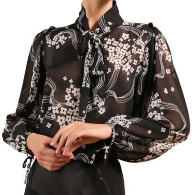 HIGH use Bluse schwarz/weiß LP 289.-€ leicht transparent Gr. 38 wNeu 2x getr. - Bild 1 von 4