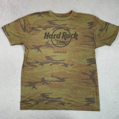 Camiseta Hard Rock Café Honolulu Para Hombre Grande Camuflada Verde Foto 1 de 4