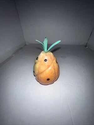 Piedra de alabastro italiana vintage fruta piñas amarillo naranja tallado a mano Foto 1 de 3