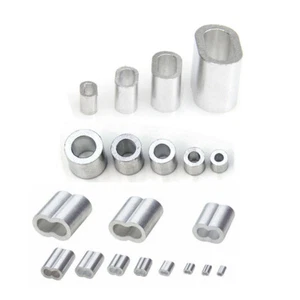 Aluminum Ferrules Crimping Sleeves Wire Rope Cable Clamps Round Oval Hole Clips - Bild 1 von 13