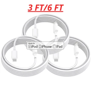 Câble adaptateur secteur chargeur rapide USB type C 3/6 pieds pour iPhone 14 13 12 11 XS XR 8 - Photo 1 sur 14