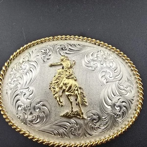 Montana Silversmiths Rosebud Legacy Buckle with Bronco Rider - Bild 1 von 9
