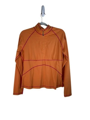 Pullover naranja de manga larga con media cremallera frontal y puntada en contraste Athleta para mujer Foto 1 de 4